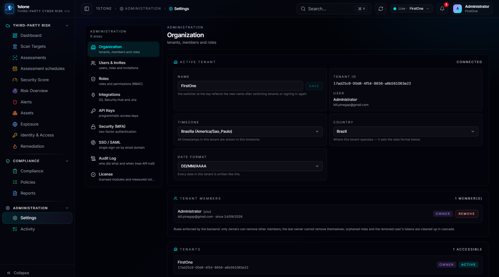 One workspace per third party: isolation, invitation and roles at portfolio scale